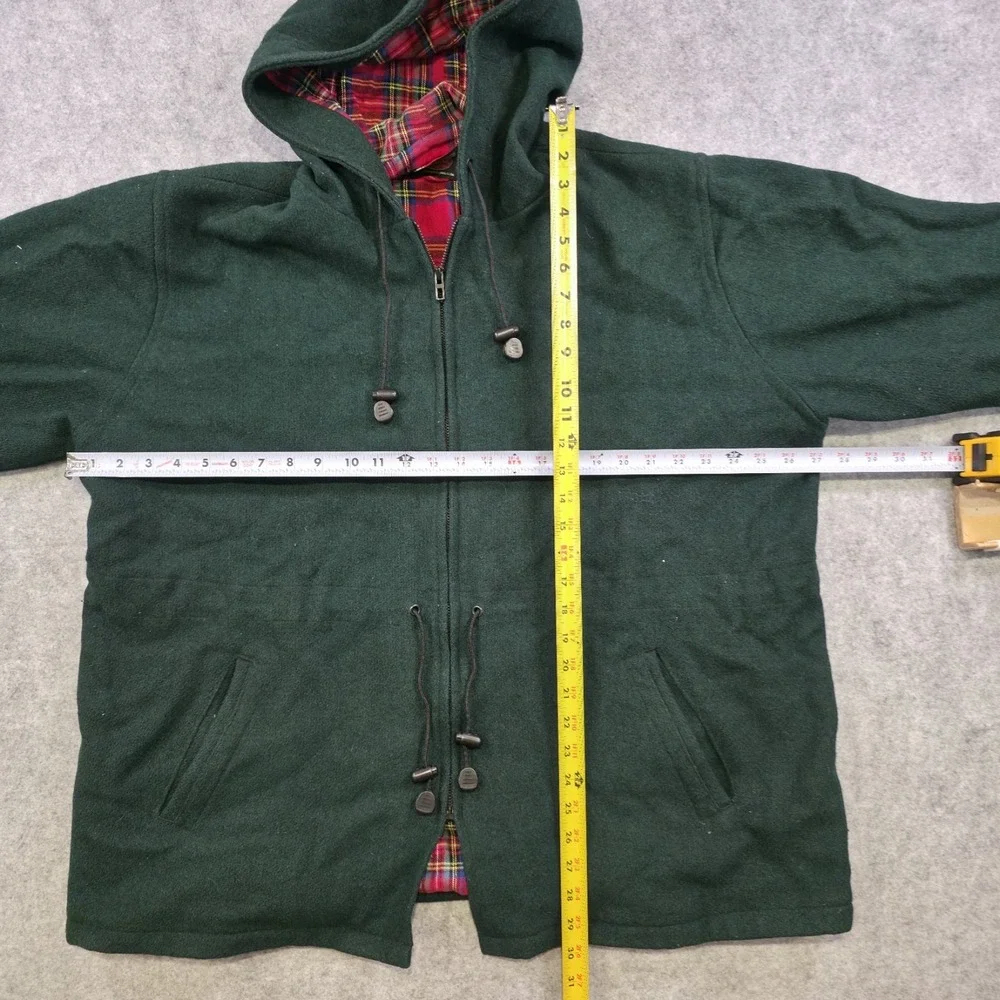 Johnson Woolen Mills Jacket Mens XL? 2XL? Green Hooded Wool Plaid Lined Made USA